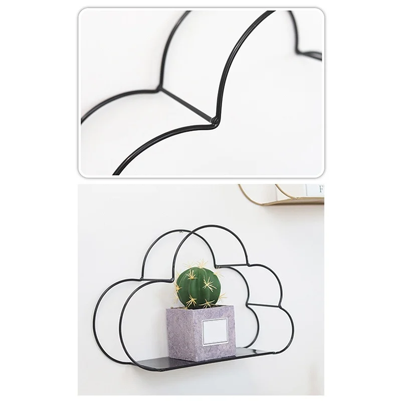 

1Pc Nordic Wall Shelf Hanging Creative Simplicity Iron Cloud Decoration Rack White Black Copper Children Bedroom Living Room