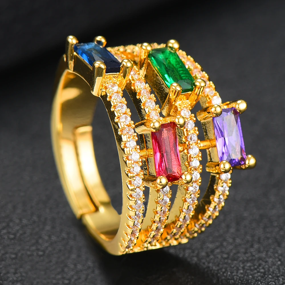 

Blachette Luxury Adjustable Rings for Women Bridal Wedding Engagement Girl Daily Shiny Charm Finger Rings Jewelry Accessories