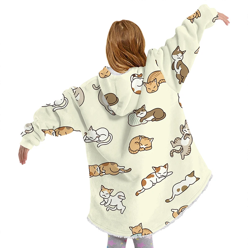 

Winter Warm Homewear Blanket Hoodie Oversize Sweatshirt For Women Men Kid Hoody Sweatshirt Home Coats Comfy Pullover