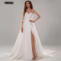 fivsole luxury pearls high neck boho wedding dress 2021 modern bridal dress leg split long sleeves tulle wedding gowns plus size