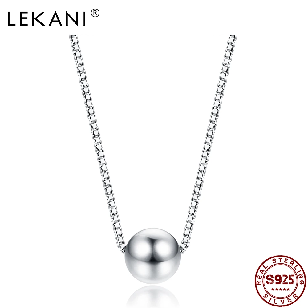 

LEKANI 925 Sterling Silver Trendy Tiny Simple Round Bead Pendant Necklace For Women & Girls Anniversary Necklaces Jewelry Gift