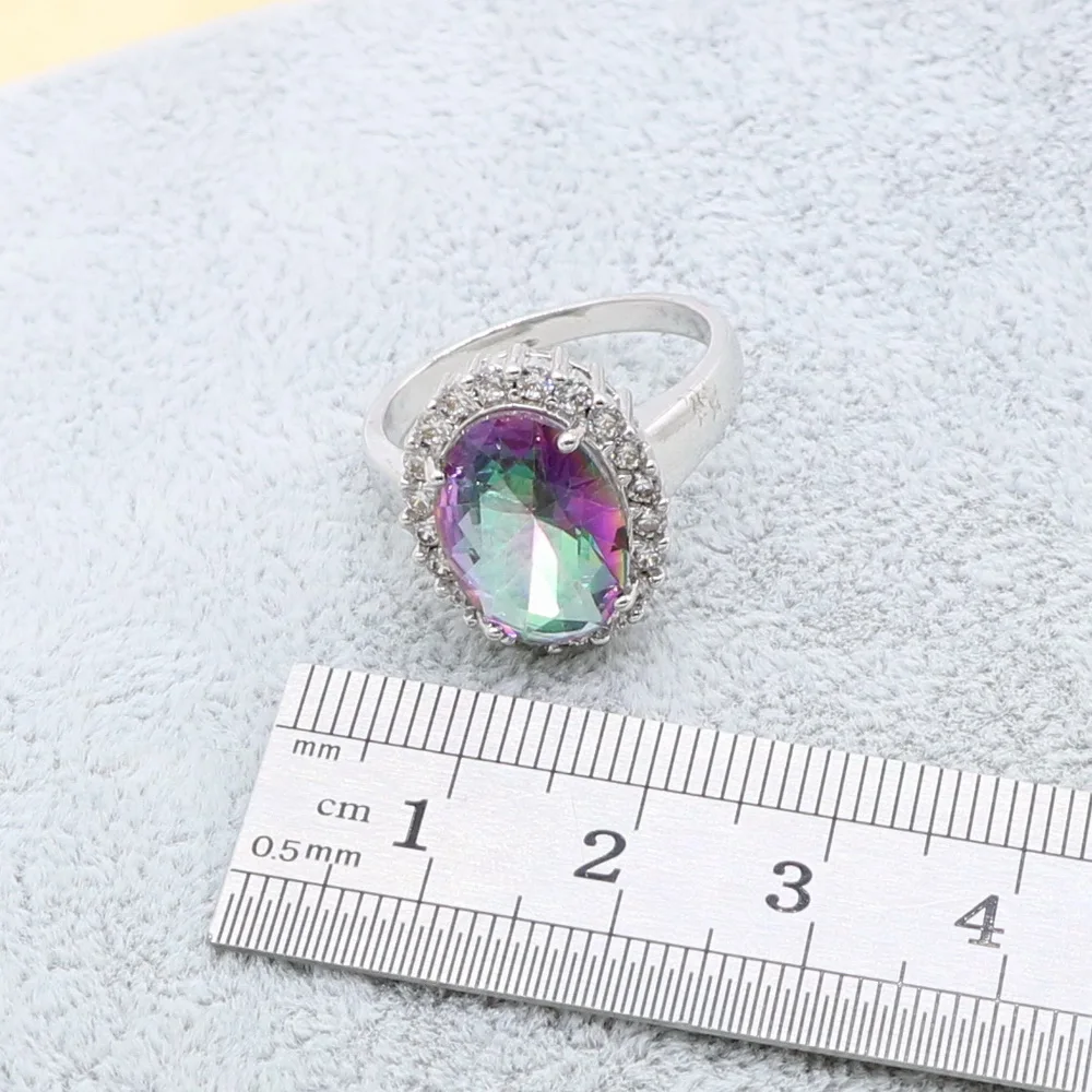 Разноцветные серебряные серьги 925 пробы с браслетом цепочка кулон кольцо подарок