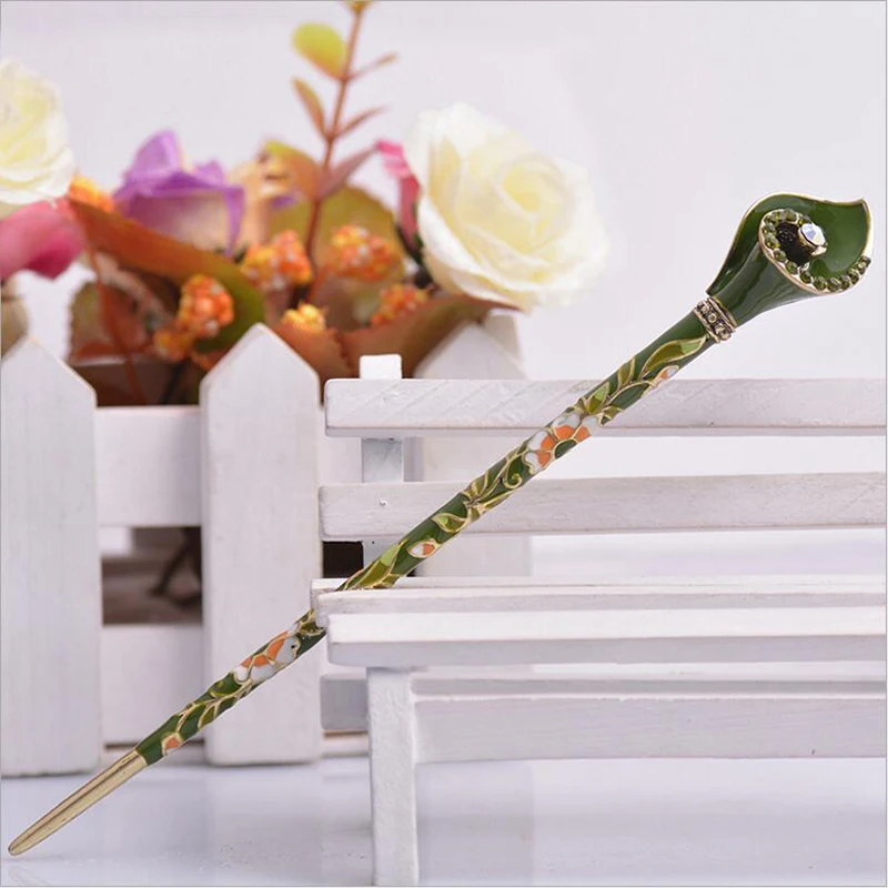 Женская заколка для волос Morkopela Винтажная с эмалью и цветком стразы украшения