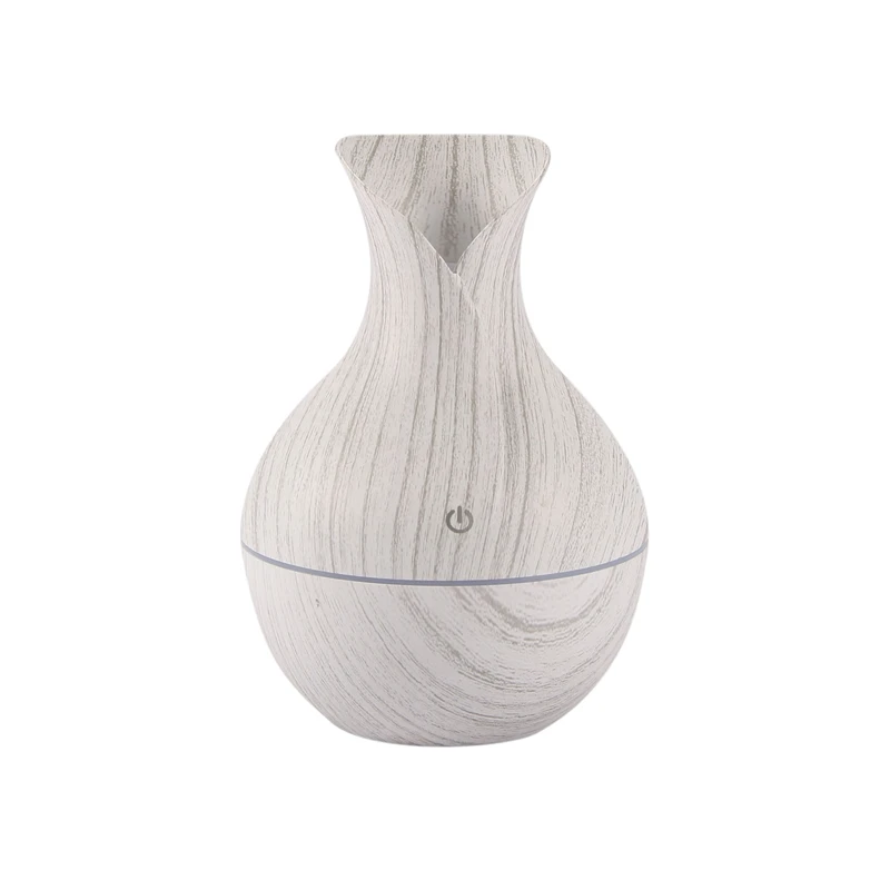 

130Ml Mini Electric Air Humidifier Usb Charge Aroma Diffuser Ultrasonic White Wood Grain with 7 Color Led Light for Home