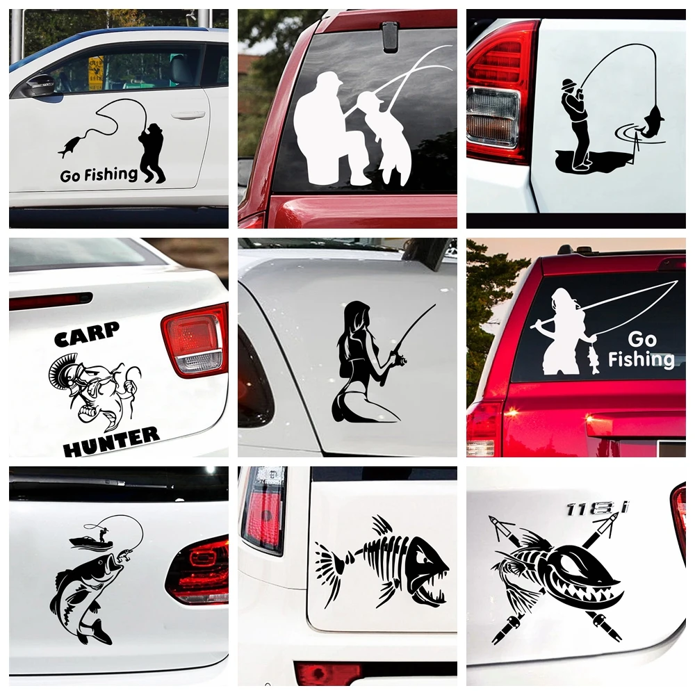 

Cartoon fishing Auto Sticker Vinyl Car Stickers Cool Car Window Decor Hot Selling