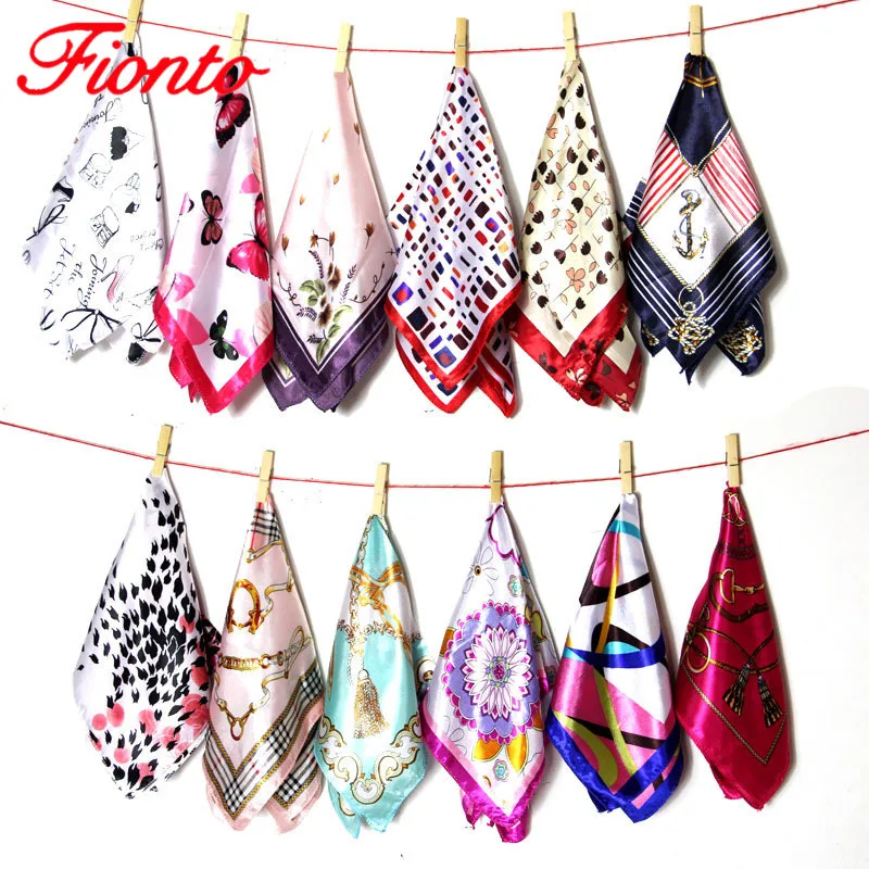 50*50 см женский маленький квадратный шелковый атласный шарф завязка для волос