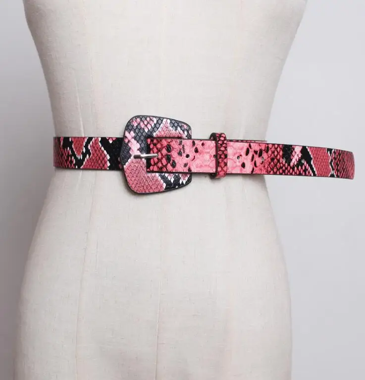 

Women's runway fashion snakeskin print pu leather Cummerbunds female Dress Corsets Waistband Belts decoration wide belt R1883