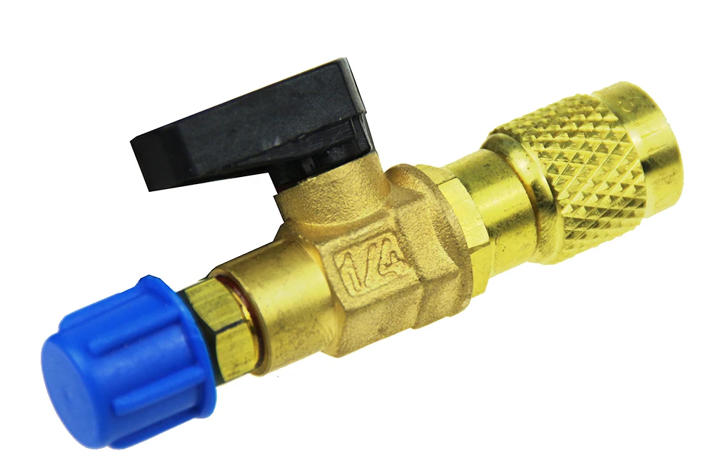 

Free shipping R22 Adaptor With Ball Valve 1/4"SAE Socket Adjustable Charging Valve