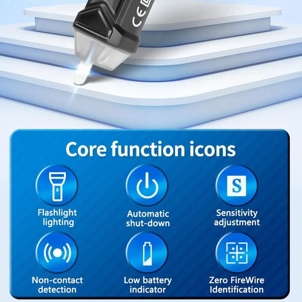 

ANENG AC1010 Intelligent Non-contact Pen Alarm AC Voltage Display Adjustable Induction LCD Contactless Pen Sensitivity E1E1