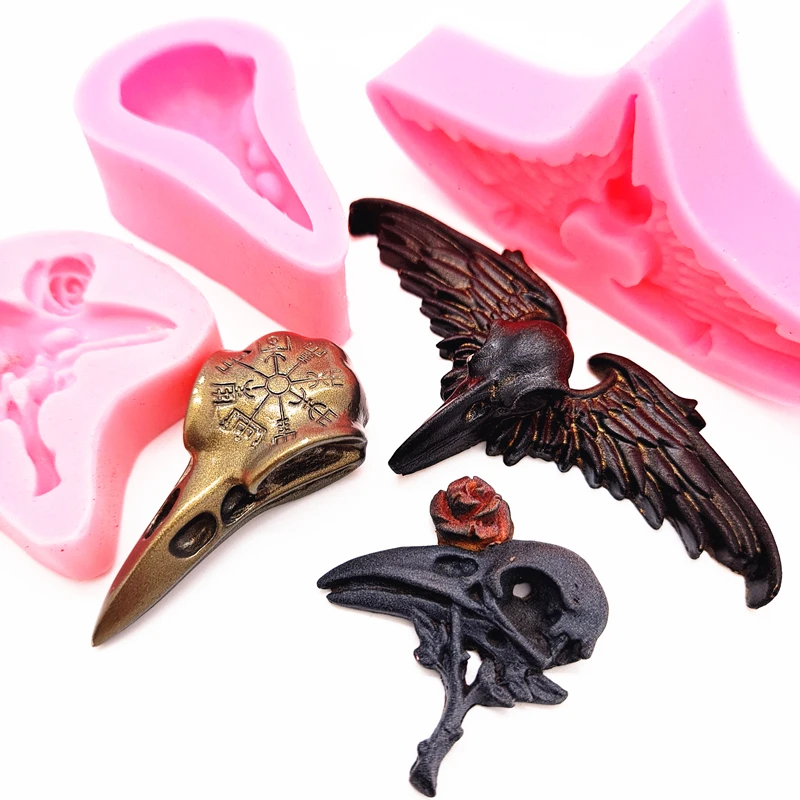 Силиконовые формы 3D Крылья Череп ворона Fondant (сахарная) Формы для выпечки тортов и