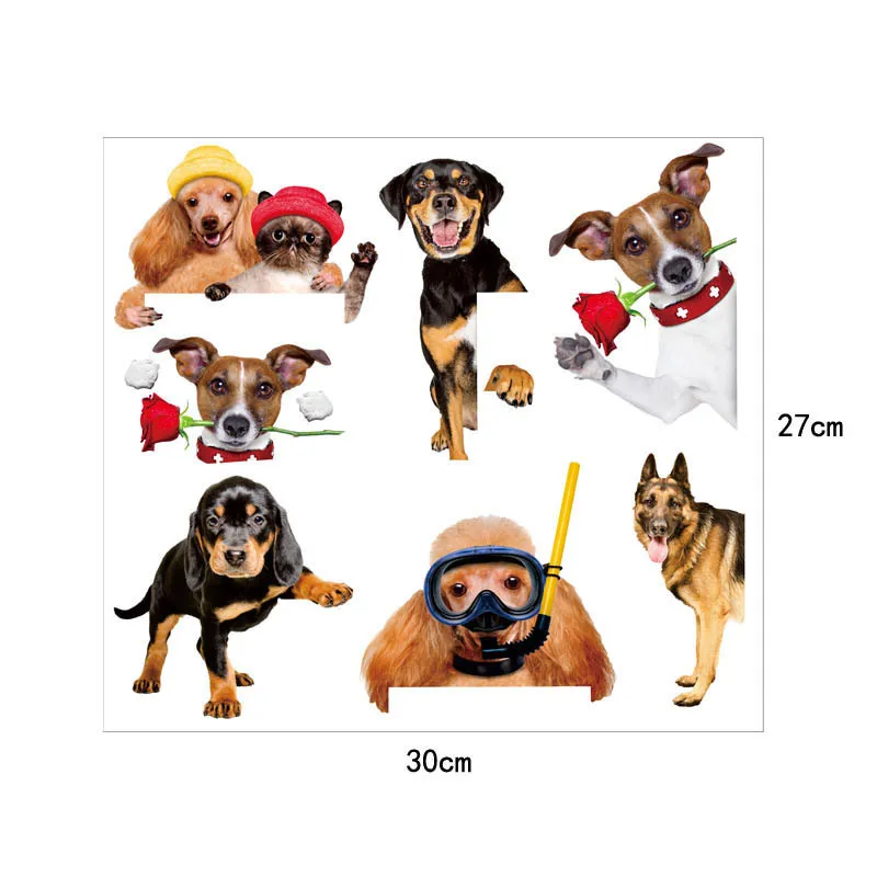

Cute poodle cat dog switch poster wallpaper Imitation animal decorative wall stickers PVC removable Bedroom children's room