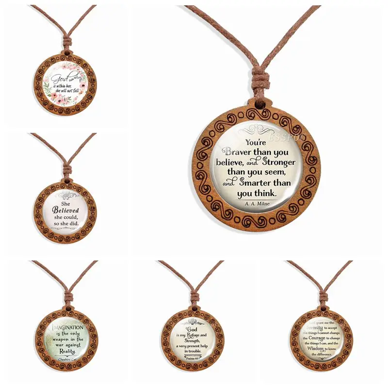 Ожерелье для дочери ожерелье из дерева с вдохновляющими цитатами &quotYou Are Braver Than You