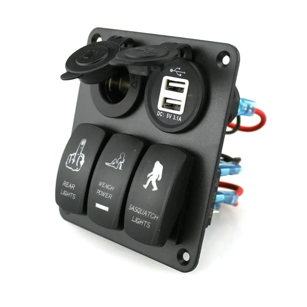 Водонепроницаемая 3 х клавишная панель переключателя Fuleem Синяя светодиодная