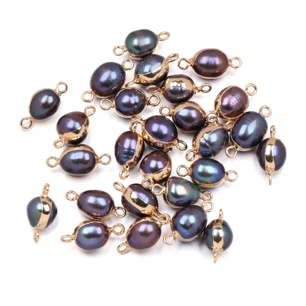 8x16-10x18mm-Purple Натуральный пресноводный жемчуг Подвески Нерегулярные двойное отверстие соединитель подвеска-Шарм для самостоятельного изготовления ювелирных изделий ожерелье аксессуары - Цвет: 8x16-10x18mm-Purple