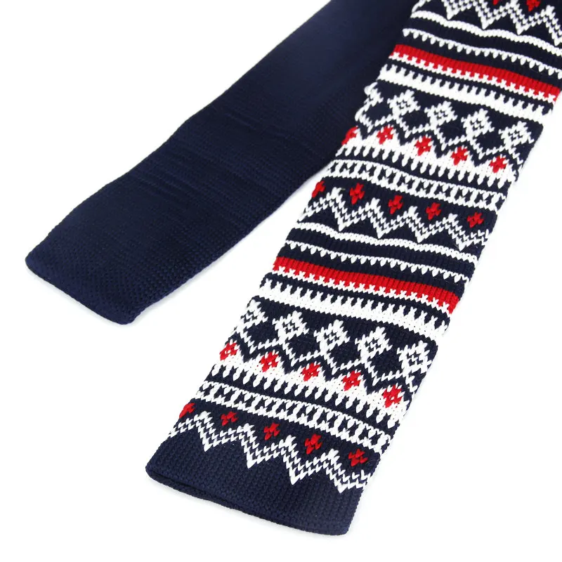 Мужской вязаный узкий галстук повседневный облегающий в красно синюю полоску