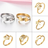 wangaiyao new simple wild coconut tree leaf opening ring ins cold wind simple female geometric star lightning lady finger link d
