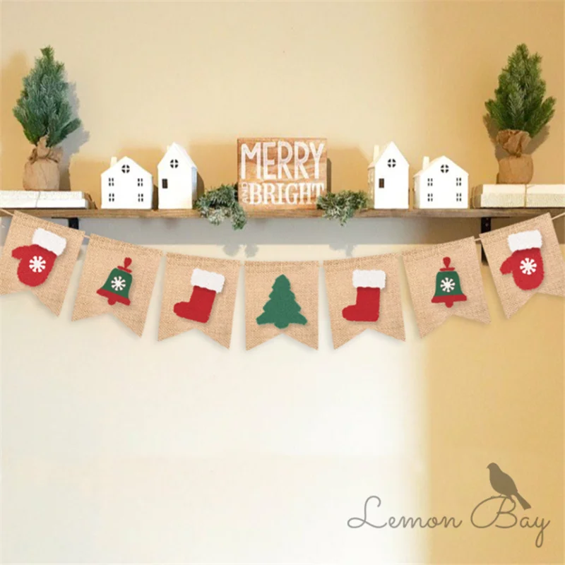 Счастливого Рождества баннер Бумажная гирлянда со снеговиком Санта-Клаусом