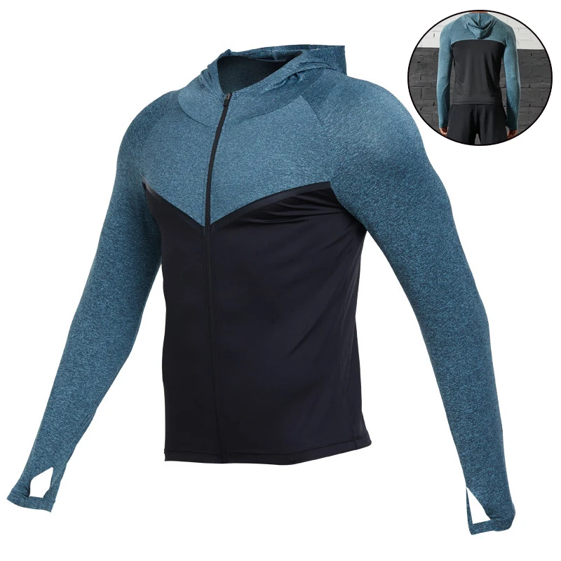 Быстросохнущая мужская куртка для бега спортивная фитнеса одежда спортзала с