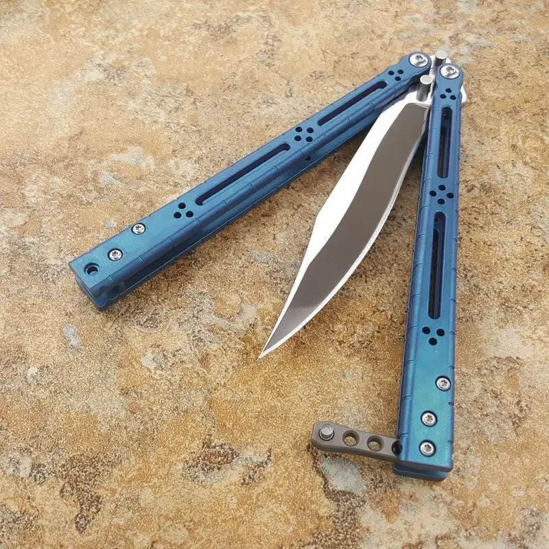 blue Standard HOM Basilisk нож для тренировки бабочка D2 лезвие титановая ручка втулка болт Jilt охотничий нож складной карманный нож - Цвет: blue Standard