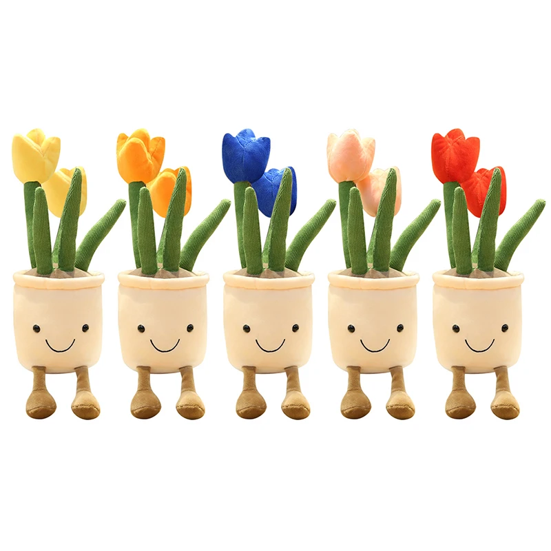 

30cm Simulation Tulip Plants Plush Room Decor Stuffed Toys Creative Potted Flowers Pillow Soft Doll For Girls Kids Birthday Gift