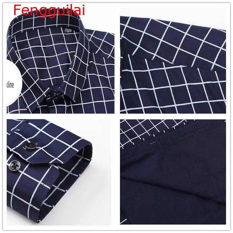 

Fengguilai Plus Size 5XL Men Shirt Brand Casual Men&#39s Shirt Long Sleeve Plaid Shirt Men High Quality Men Shirts Male Clothes