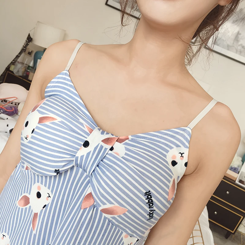 Летняя женская длинная Пижама с героями мультфильмов Дамская Ночная рубашка в