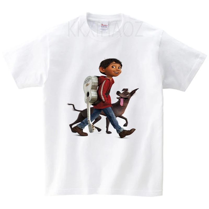 Летняя футболка из 100% хлопка с героями мультфильмов Pixar Movie COCO Детская одежда