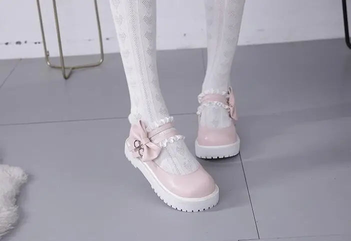 Розовый Женская обувь в стиле Лолиты; коллекция года; сезон лето; harajuku; kawaii; обувь в Корейском стиле; модная Милая обувь для маскарада с бантом; женская обувь для косплея - Цвет: Розовый