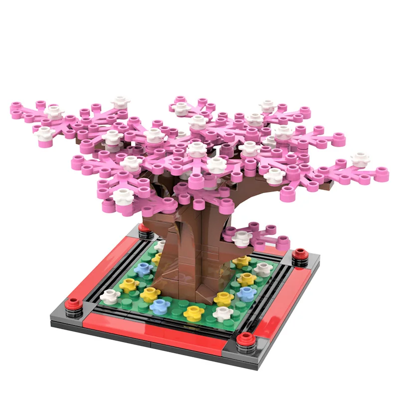 

MOC DIY Sakura Tree Flower Plant Model Spring Garden Building Block Bricks Toys For Kids Educational Xmas Boys Gifts 141PCS