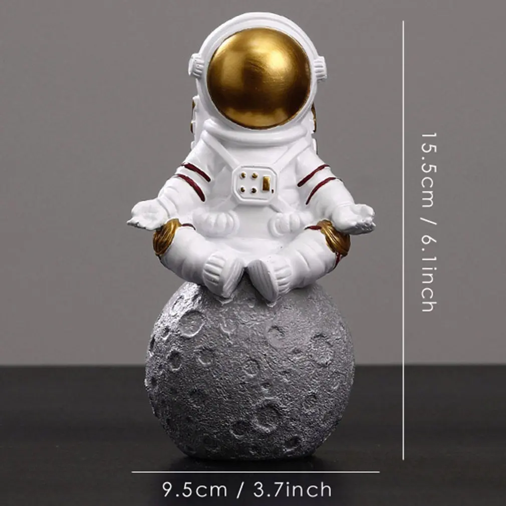 

Resin Astronaut Figurines Fashion Spaceman With Moon Sculpture Decorative Creative Gift Miniatures Cosmonaut Statues