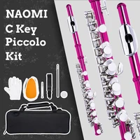 naomi half size flute nickel plated c key piccolow case cleaning rod and cloth and gloves screwdriver cupronickel piccolo set