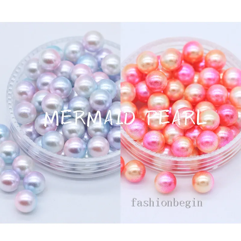 Круглые акриловые бусины с радужной вставкой шарики имитацией жемчуга для