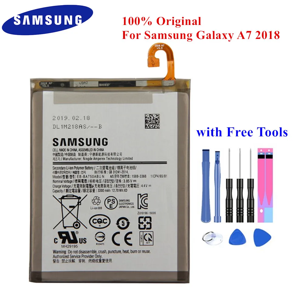 100% Оригинальная Аккумуляторная батарея для Samsung Galaxy A7 (2018) EB BA750ABU/DS SM A750F/DS A750F A750FN