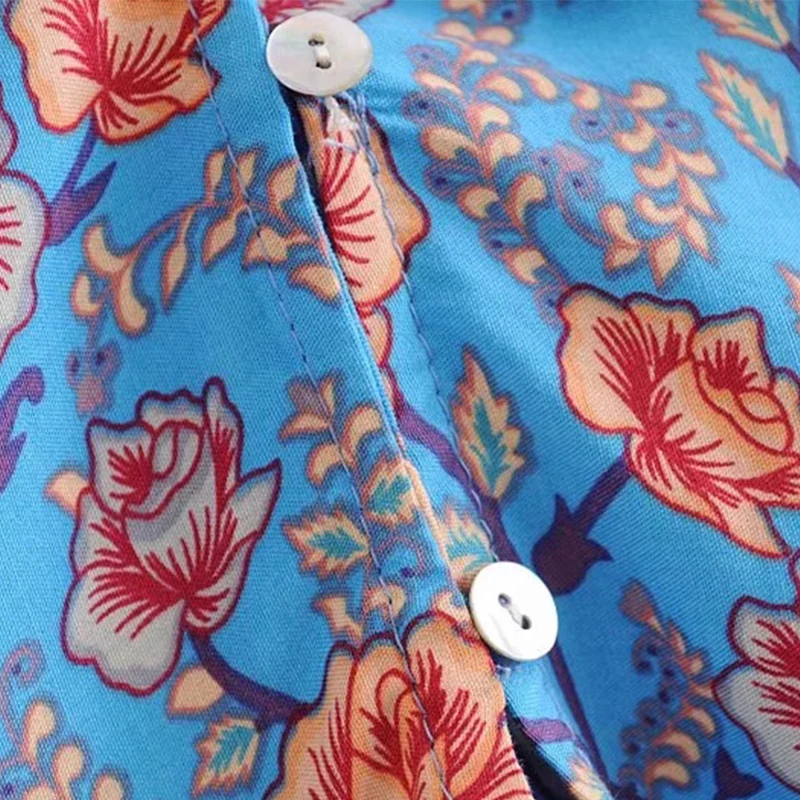 Цветочный принт Топы с длинным рукавом Блузка элегантная женская Свободная