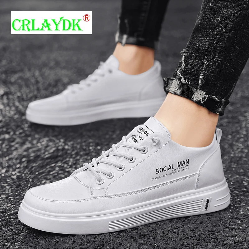 

CRLAYDK Fashion Skateboard Shoes for Men Classic Sports Leather Walking Breathable Sneakers Boys Casual Trainers Slip On 2021