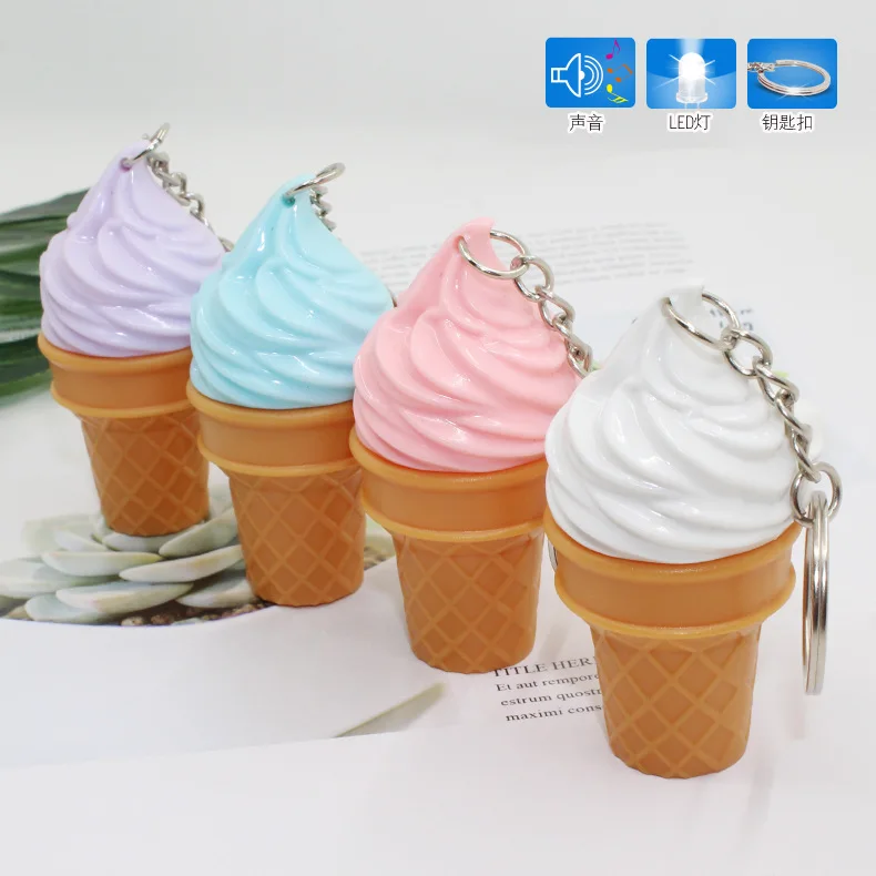 Милый брелок для ключей с мороженым Мини светодиодный ночник сумка украшения
