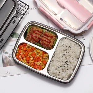 Lunch Picnic 304 Stainless Steel Thermos for Kids Gray Bento Box Set Japanese Style Thermal Leakproof Food Storage Container
