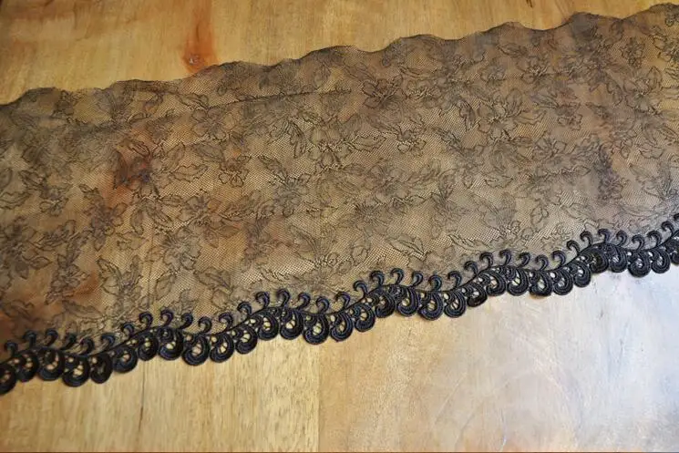 1 метр 24 см Ширина с цветочной вышивкой чистая Черная кружевная отделка лентами DIY