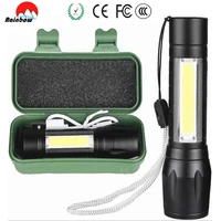 2300lm zoom focus mini led flashlight built in battery q5cob usb rechargable torch 3modes camping lantern waterproof read light
