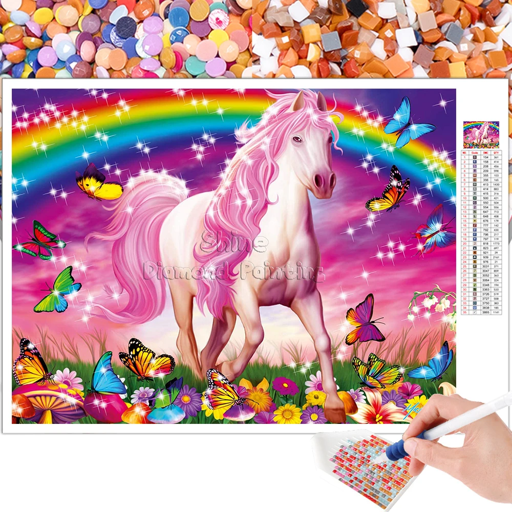 Алмазная живопись мультяшный Единорог радуга лошадь Набор для вышивки животных
