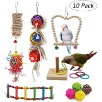 10 pcs bird toy parrot toy sewing chewing training toys made of nature wood for small and medium parrots birds pet supplies