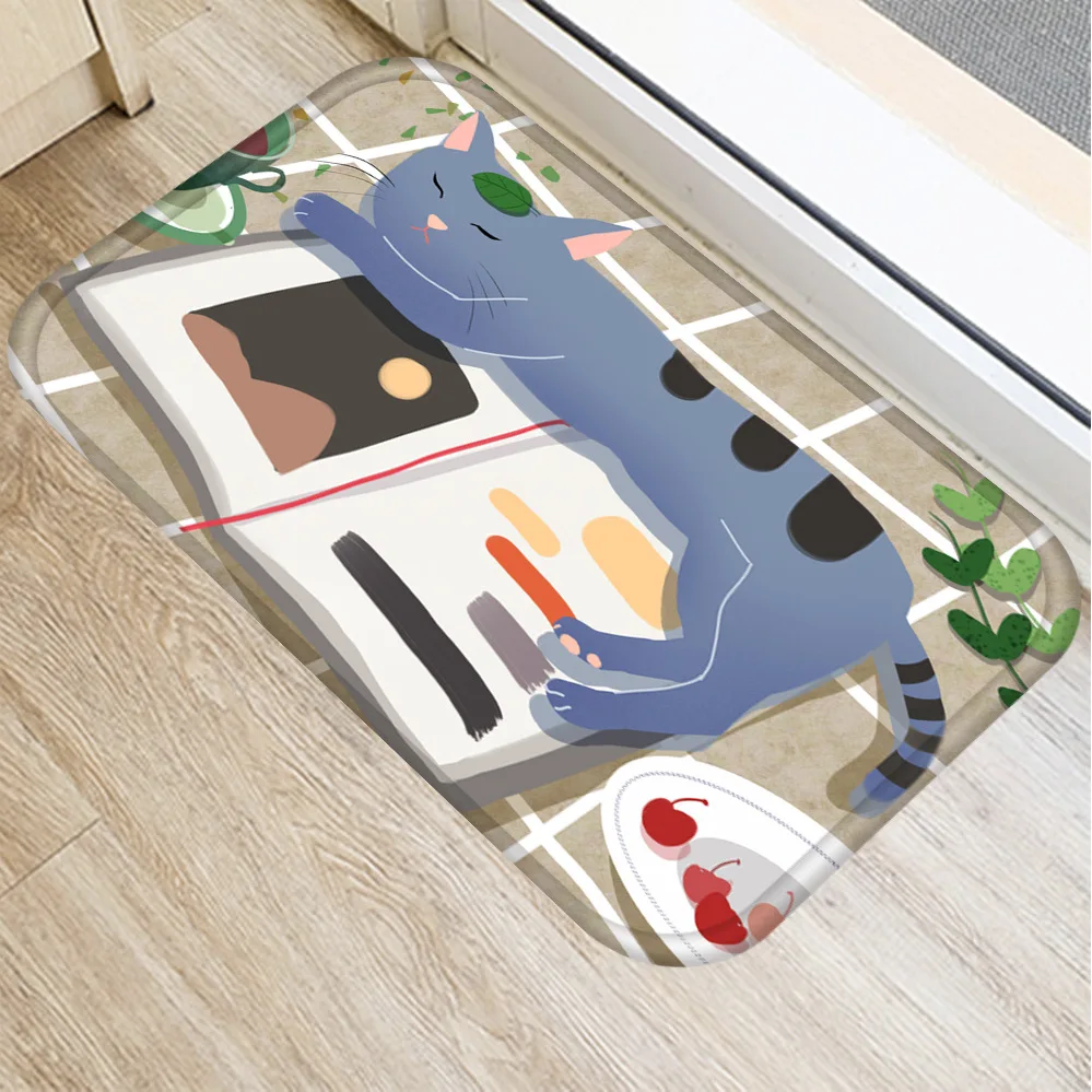 Модный милый кошачий ковер мягкий фланелевый коврик для ванной кухонный