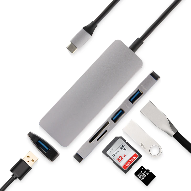 AJIUYU USB C Hub Type-C адаптер док-станция Thunderbolt 3 мульти-порт HDMI VGA RJ45 гигабитный Ethernet