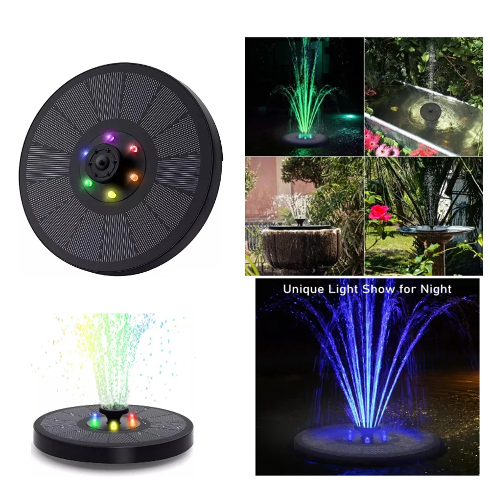 

7V 3W Solar Water Fountain Pump Colorful LED Lights Floating Garden Fountain Pump Swimming Pools Pond Lawn Decor