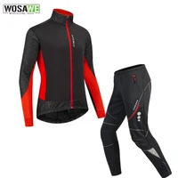 wosawe men cycling jacket set winter warm thermal fleece windproof waterproof mtb clothing mountain bike jacket bicycle pants