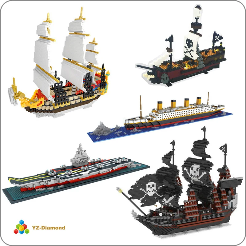 YZ Titanic Caribbean пиратский парусник с черным жемчугом корабль лодка 3D модель DIY Мини