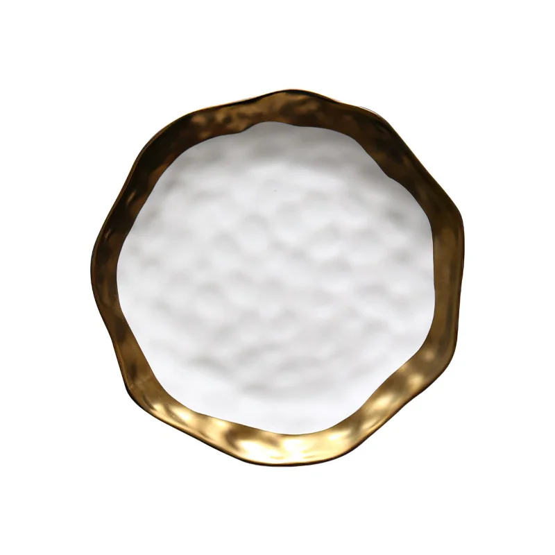 

8/10 Inch Nordic Phnom Penh Black White Water Wave Round Ceramic Plate Bone Porcelain Western Salad Plate for Home Kitchen Dish