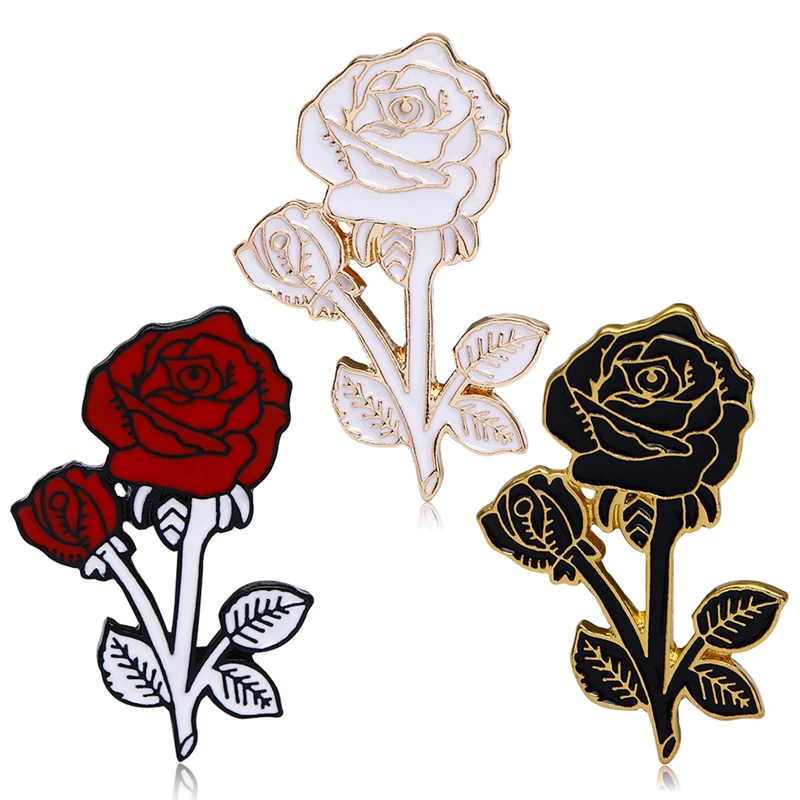 Модная Цветочная булавка на лацкан Женский значок красная черная роза
