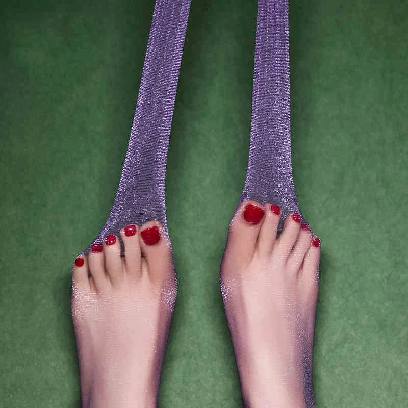 2021 Роскошный блеск прозрачные чулки одна линия с открытой промежностью колготки