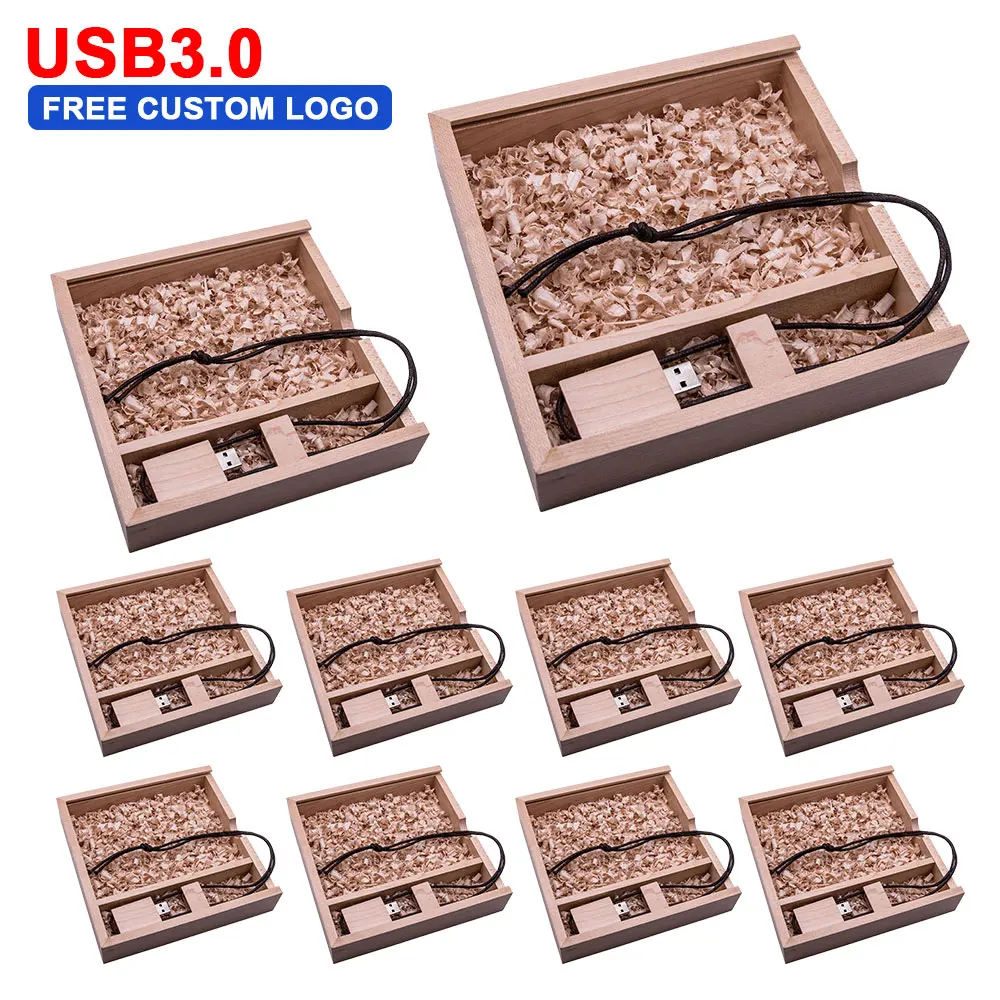 10 шт./лот бесплатная доставка логотипа деревянный usb + коробка индивидуальный